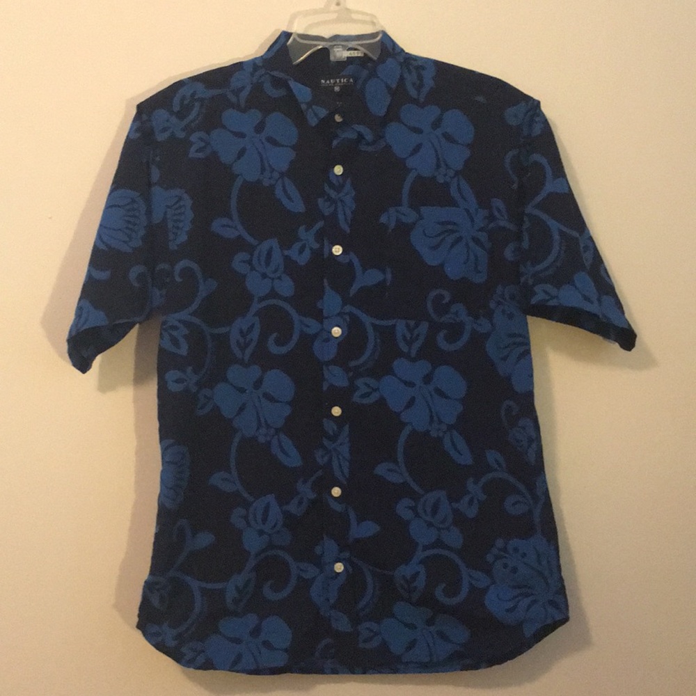 LIKE NEW Men’s Navy and Royal Blue Hawaiian Shirt